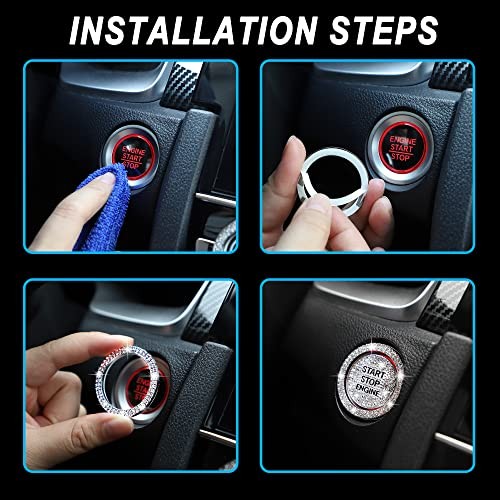Bling Car Engine Start Button Cover Diamond Crystal Push Start Ring White