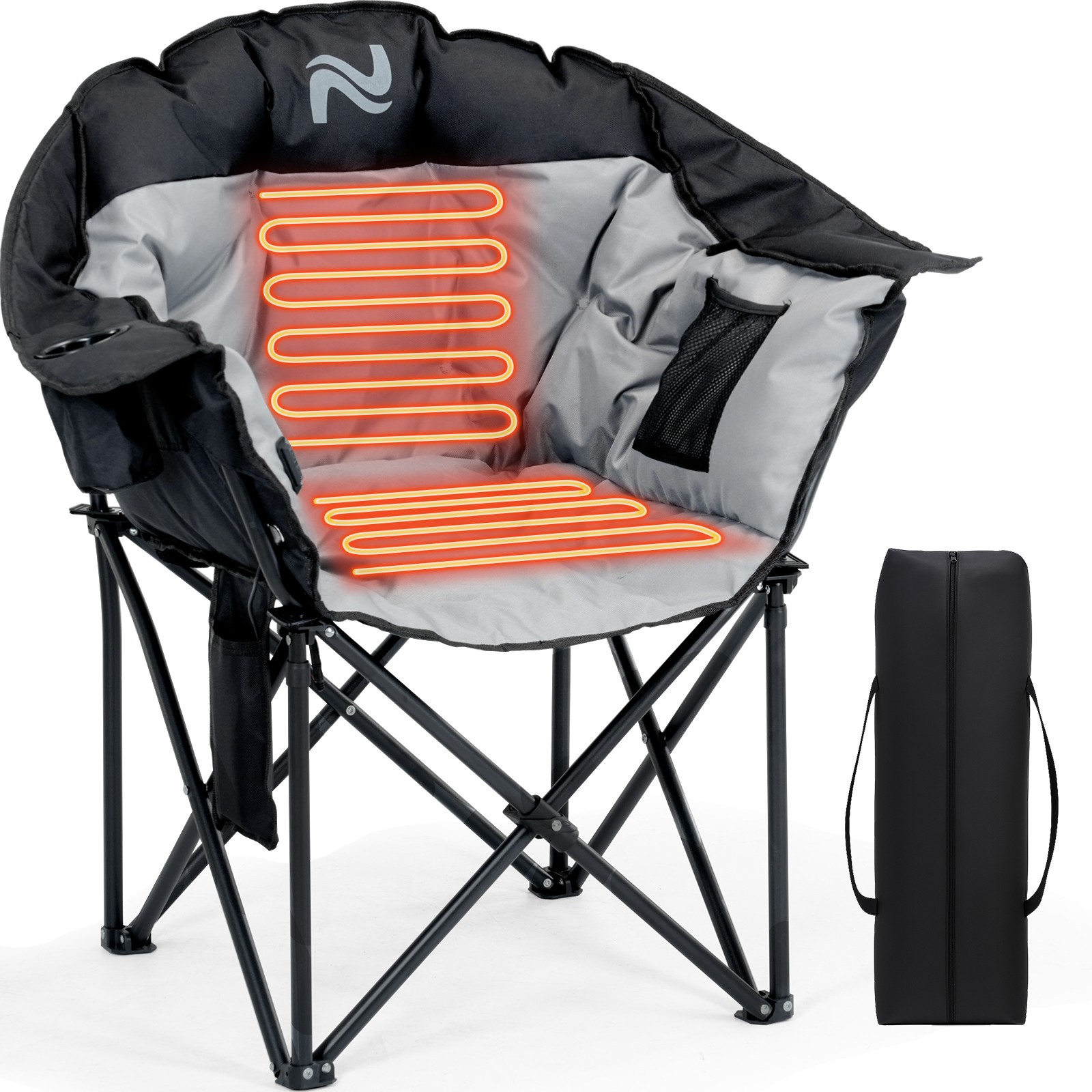 NAIZEA Heated Camping Chair Padded Patio Lounge Chairs 3 Heat Levels 20" W Seat