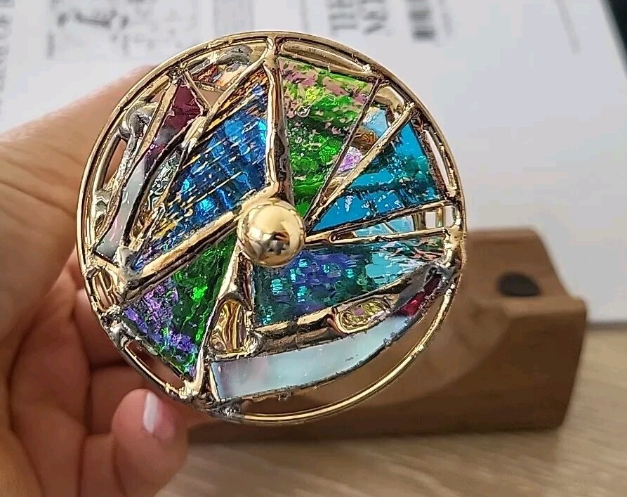 Wheeled Kaleidoscop Brass Plated Signed