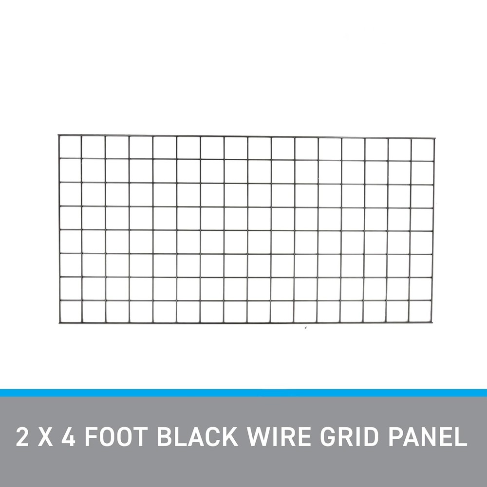 Wire Grid Panel 2' x 4' with 4 Mounts Black Display Craft Wire Grid Storage Pots