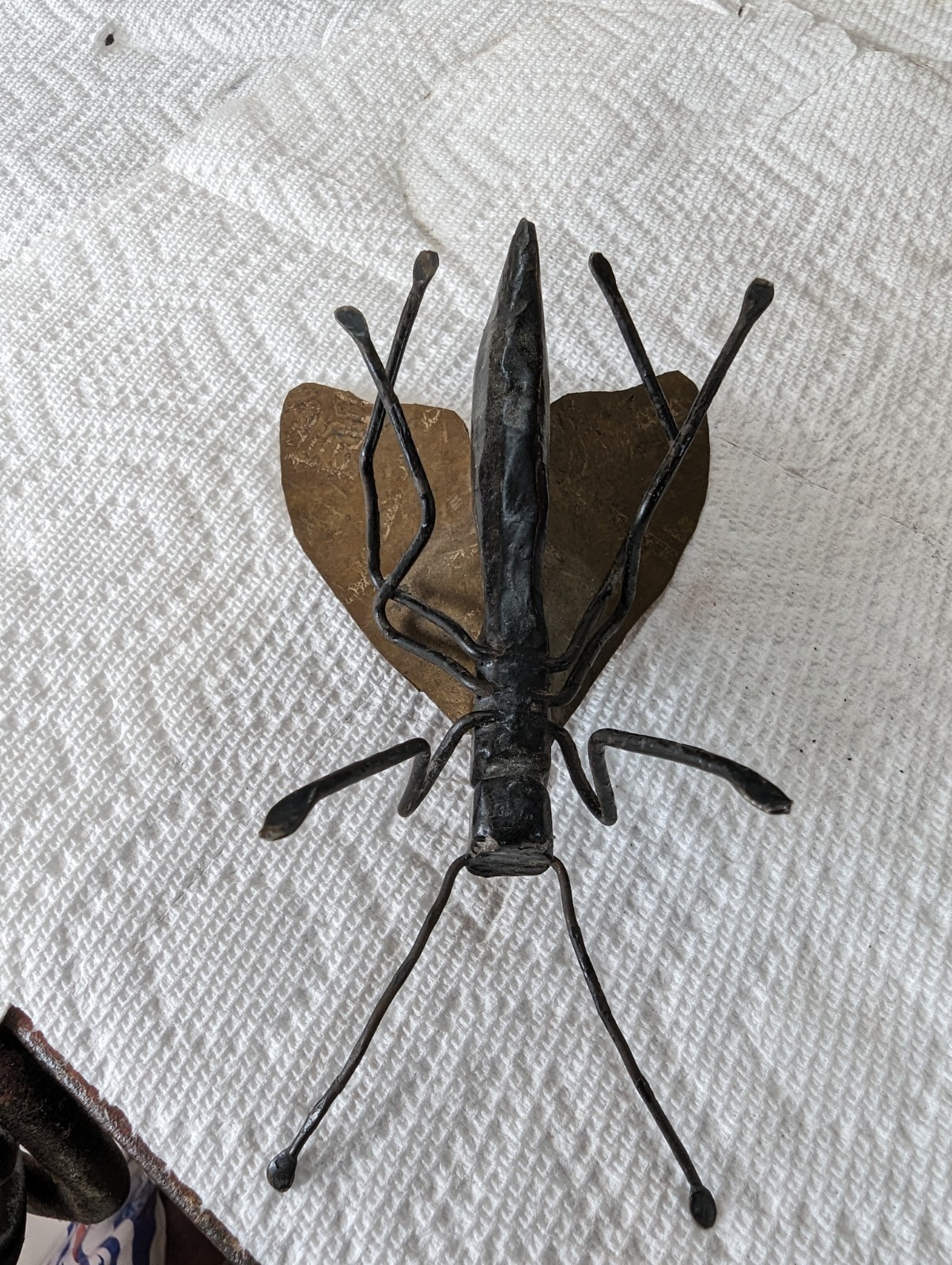 Japanese Okimono Vintage Brass Iron Insect Sculpture Bee 5"