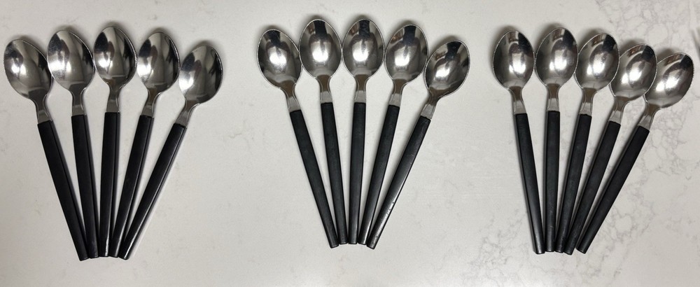 Stainless Steel Flatware Set 48 Piece Black Handle Light Weight 8 Piece Setting