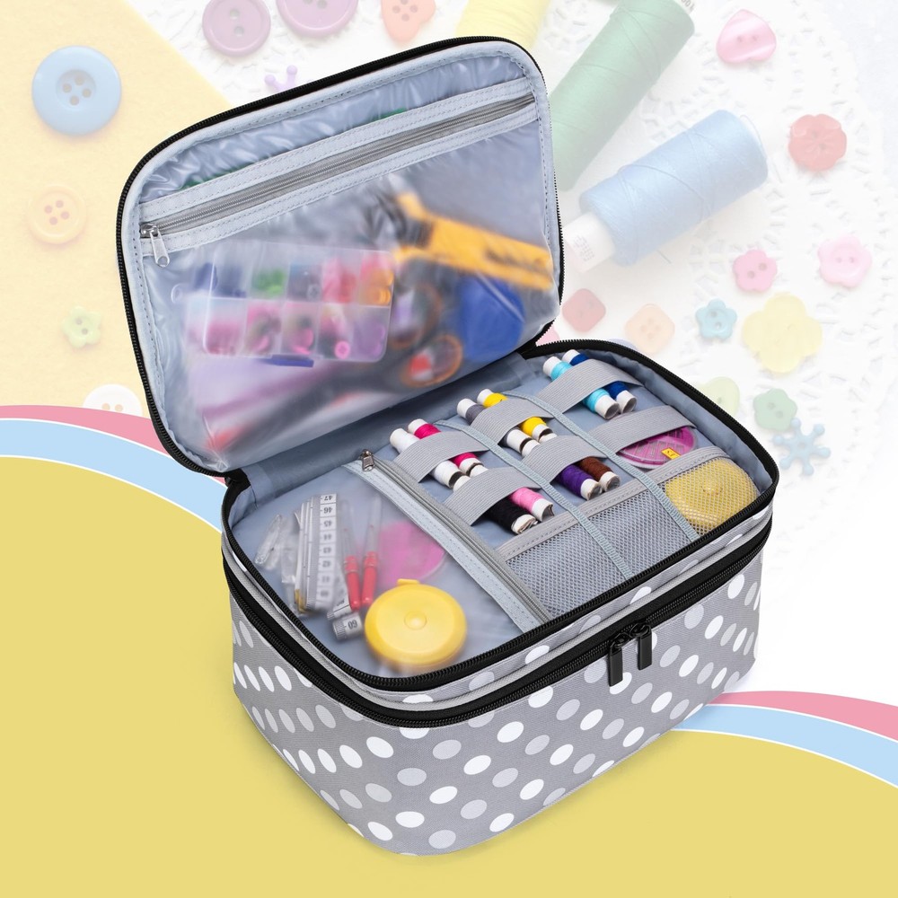 Luxja Double-Layer Sewing Organizer for Needles, Thread & Tools, Large
