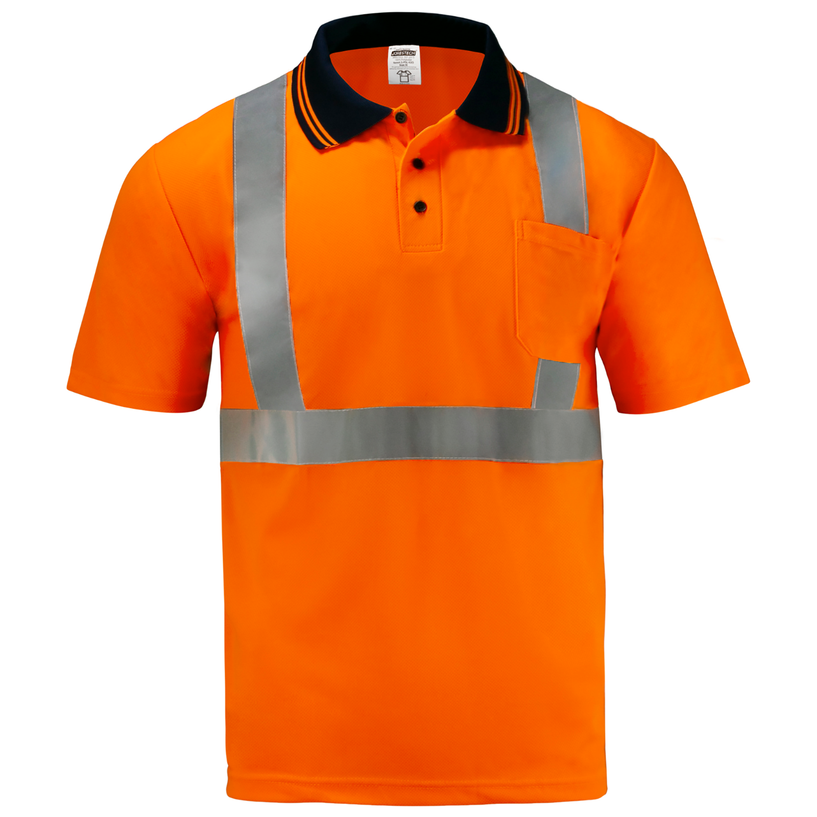 5 Pack Hi-Vis Orange Safety Workwear Polo Shirts Reflective Tape