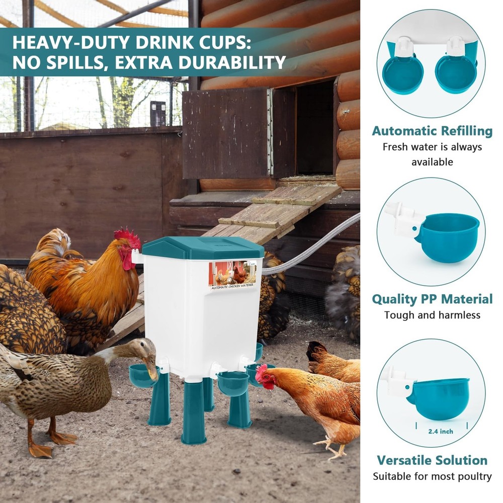 Lilyang Float-Controlled Automatic Chicken Waterer for Continuous Fresh Water...