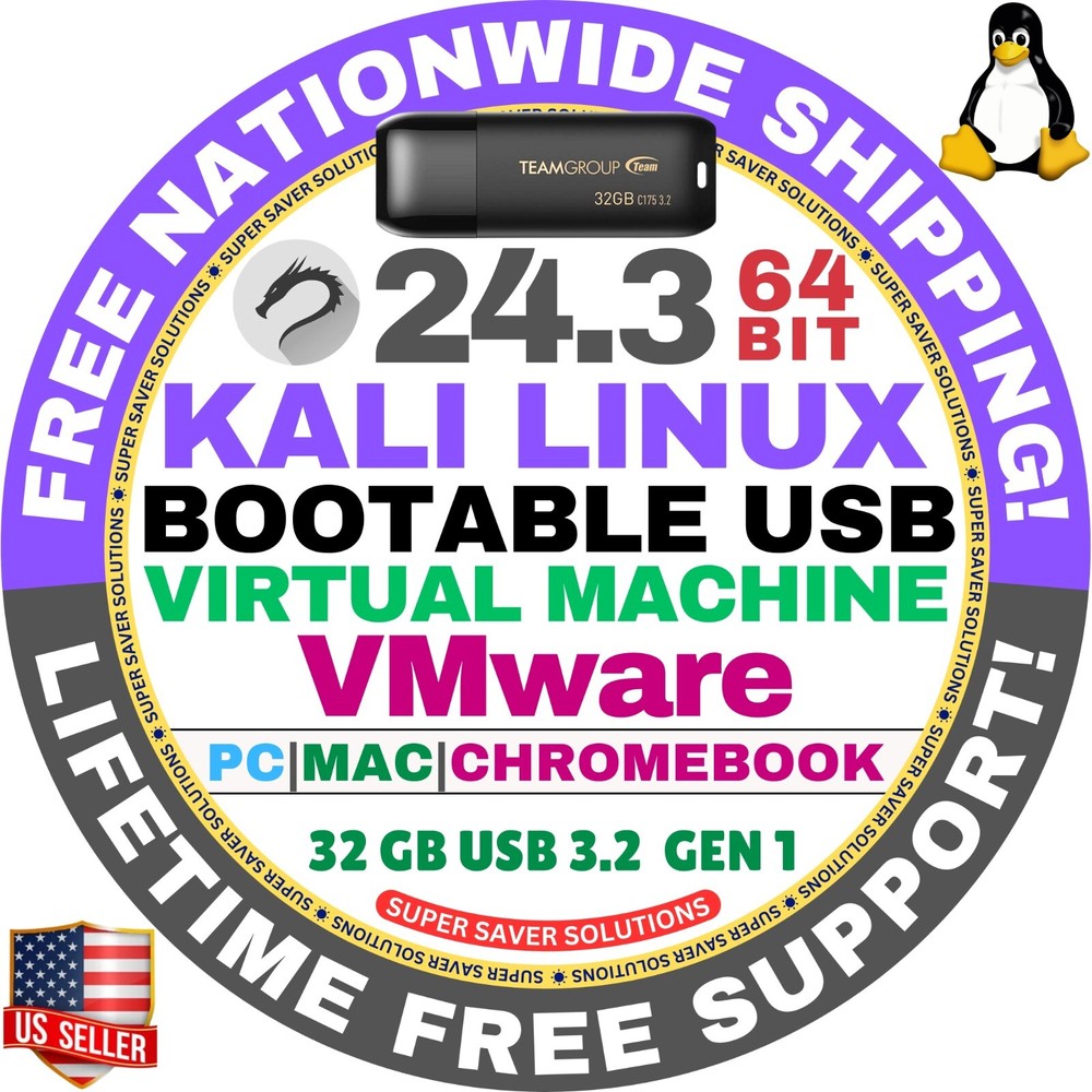 KALI LINUX OS 24.3 LIVE / FULL INSTALLER / DVD, USB / 64-BIT, AMD64 / MAC PC ALL