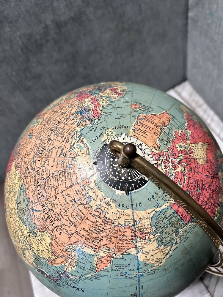 Vintage Replogle 10” Reference Globe Metal Base Made In USA