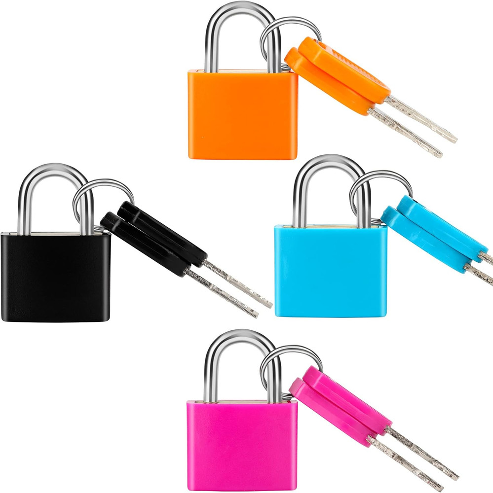 4 Pcs Suitcase Locks with Keys Multicolor Mini Keyed Padlock  Metal Padlock Lugg