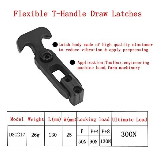 Creatyi 8 PCS Rubber Flexible T-Handle Draw Latches,for Tool Box,Cooler, Golf