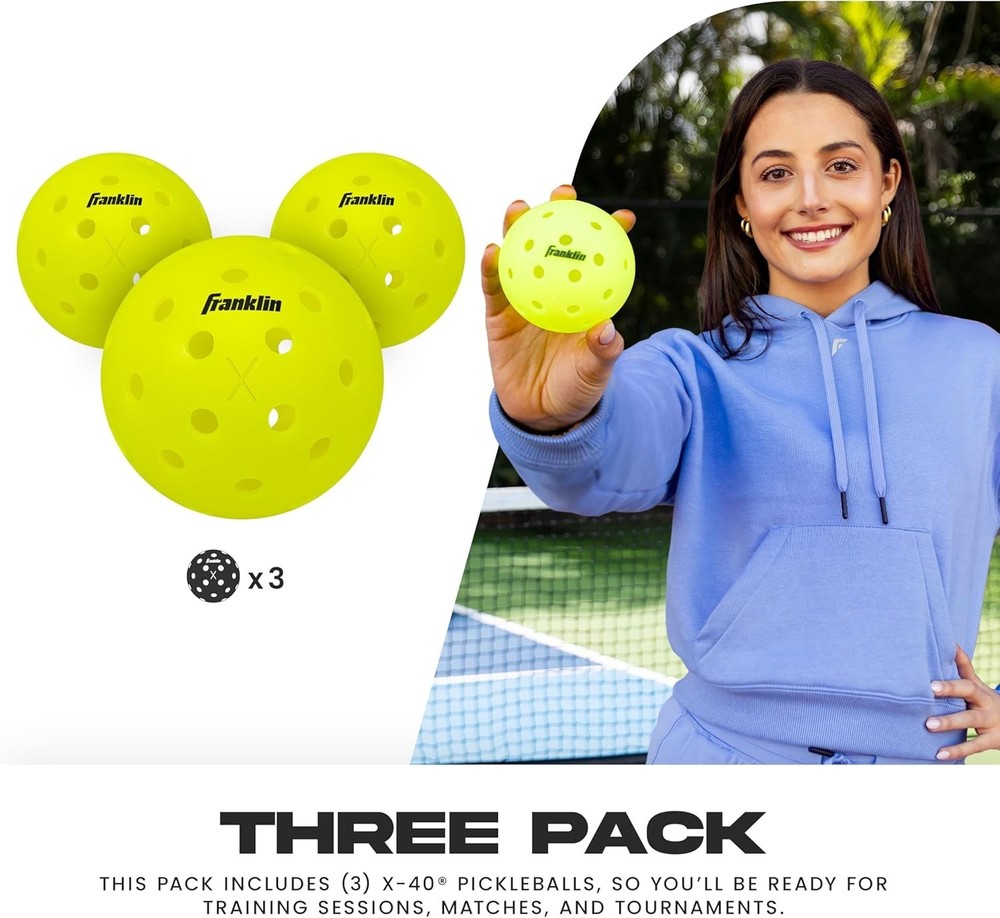 X-40 Outdoor Pickleballs - Durable & Precision Designed - Optic Yellow