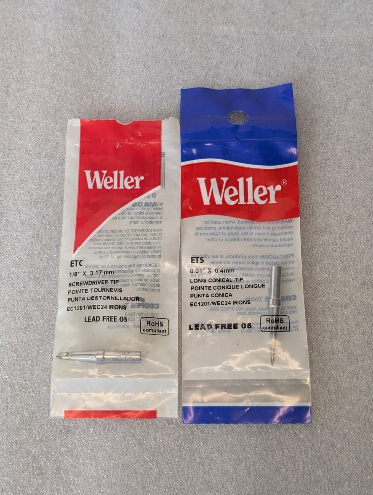 Weller ETS Long Conical and ETC Screwdriver Soldering Iron Tips NOS