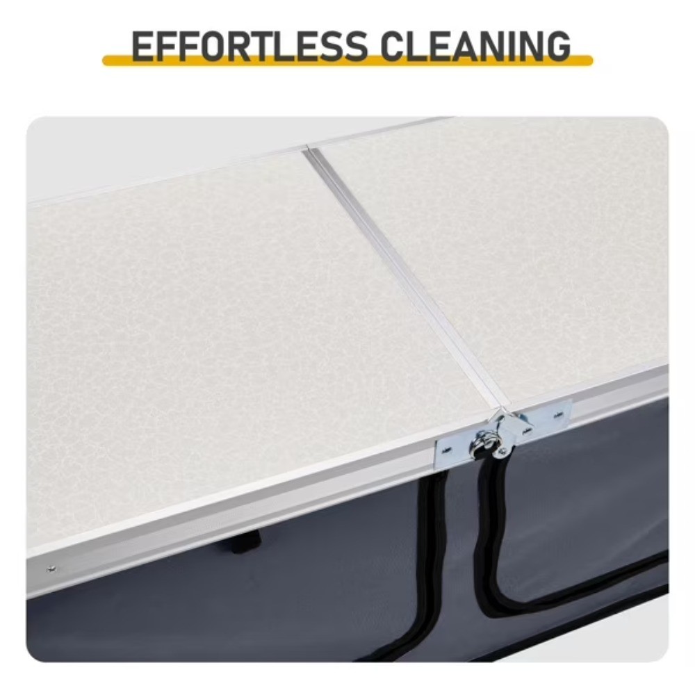 Folding Camping Table with Adjustable Heights, Storage Compartments