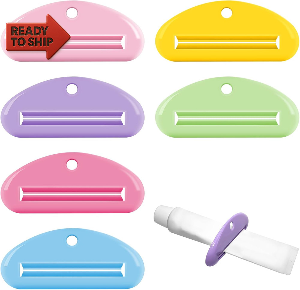 6 Pcs Toothpaste Squeezer Set, Plastic Toothpaste Saver, Hanging Toothpaste Dis