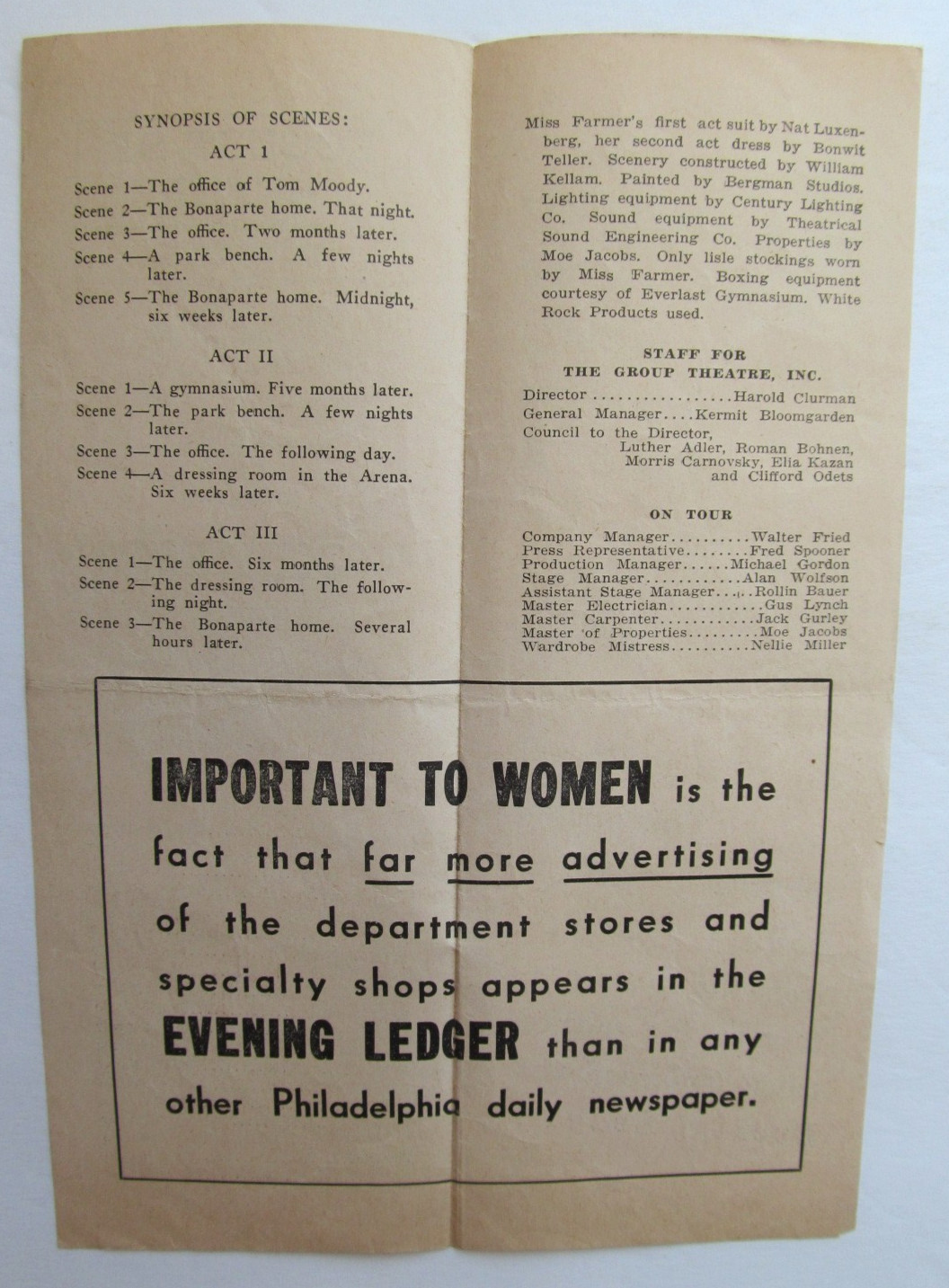 Program: Golden Boy - Philadelphia November 1938 -Odets, Kazan