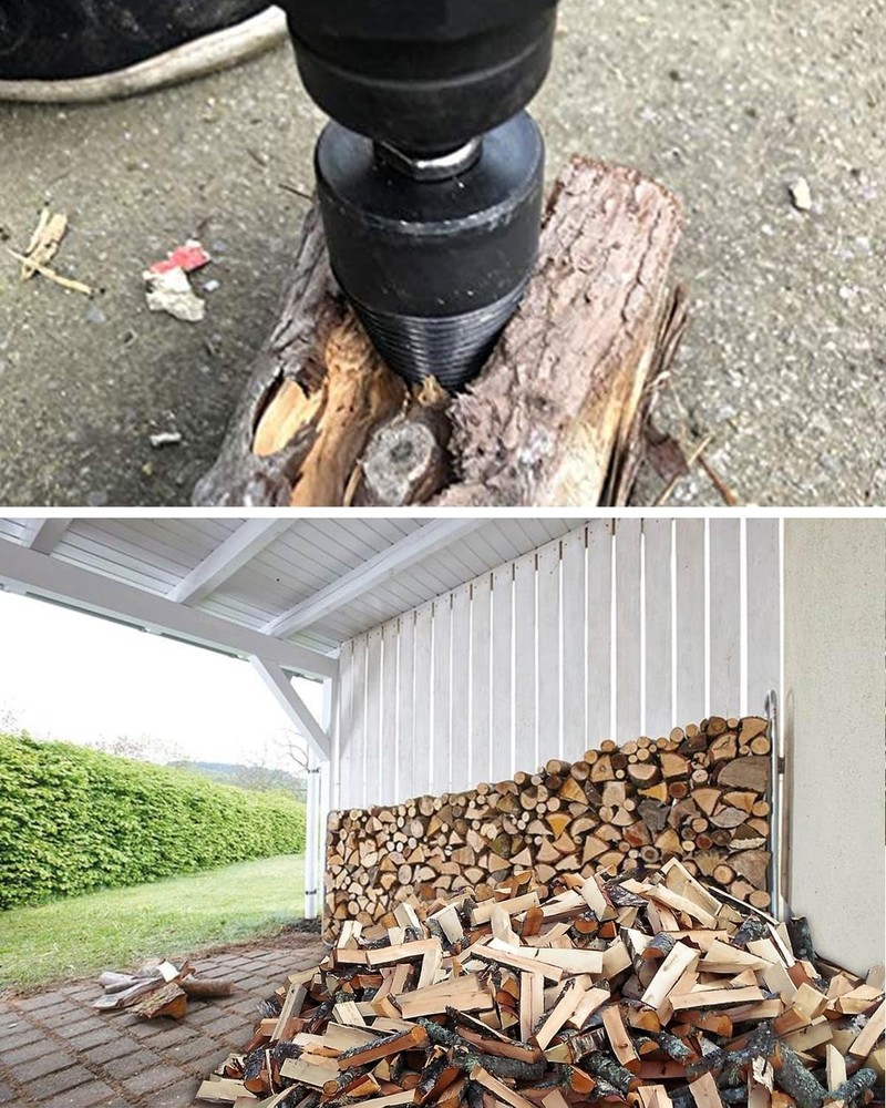 2-Pack Firewood Splitting Drill Bits 45mm/32mm - Efficient Log Splitter Tools