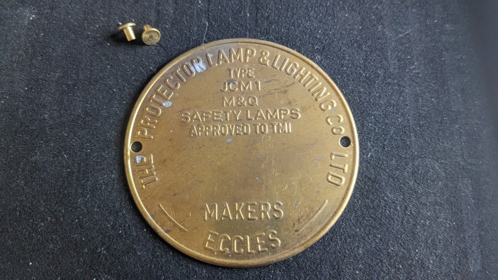 Replacement Protector JCM 1 Miners Lamp Badge With Rivets