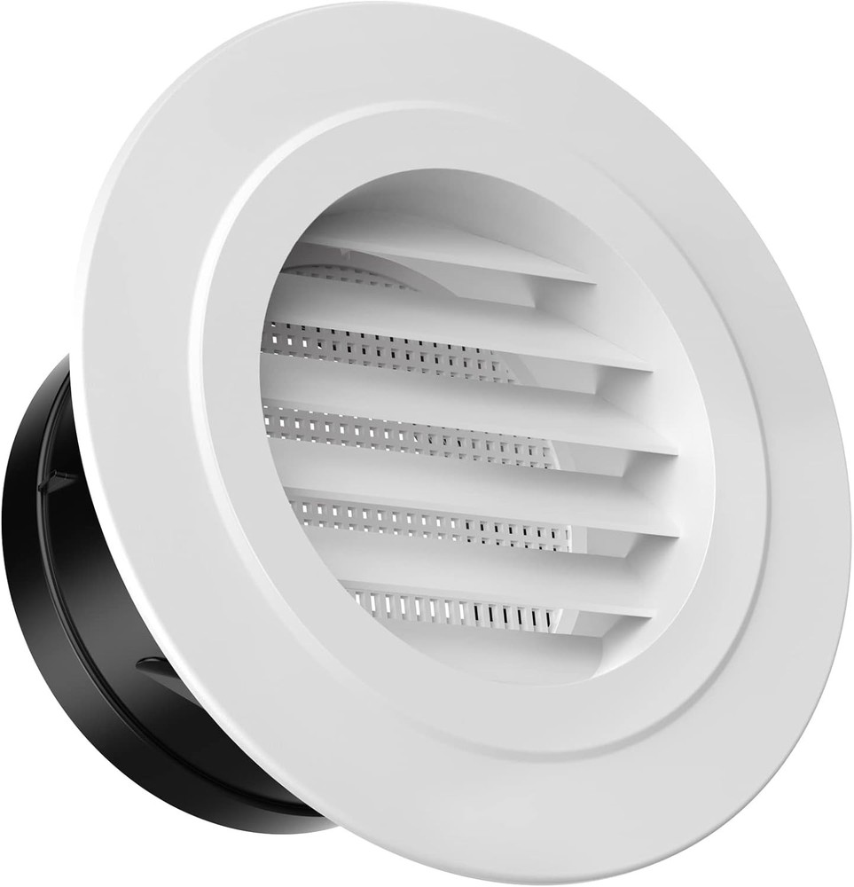 White 4-Inch Round Soffit Vent Cover with Fly Screen