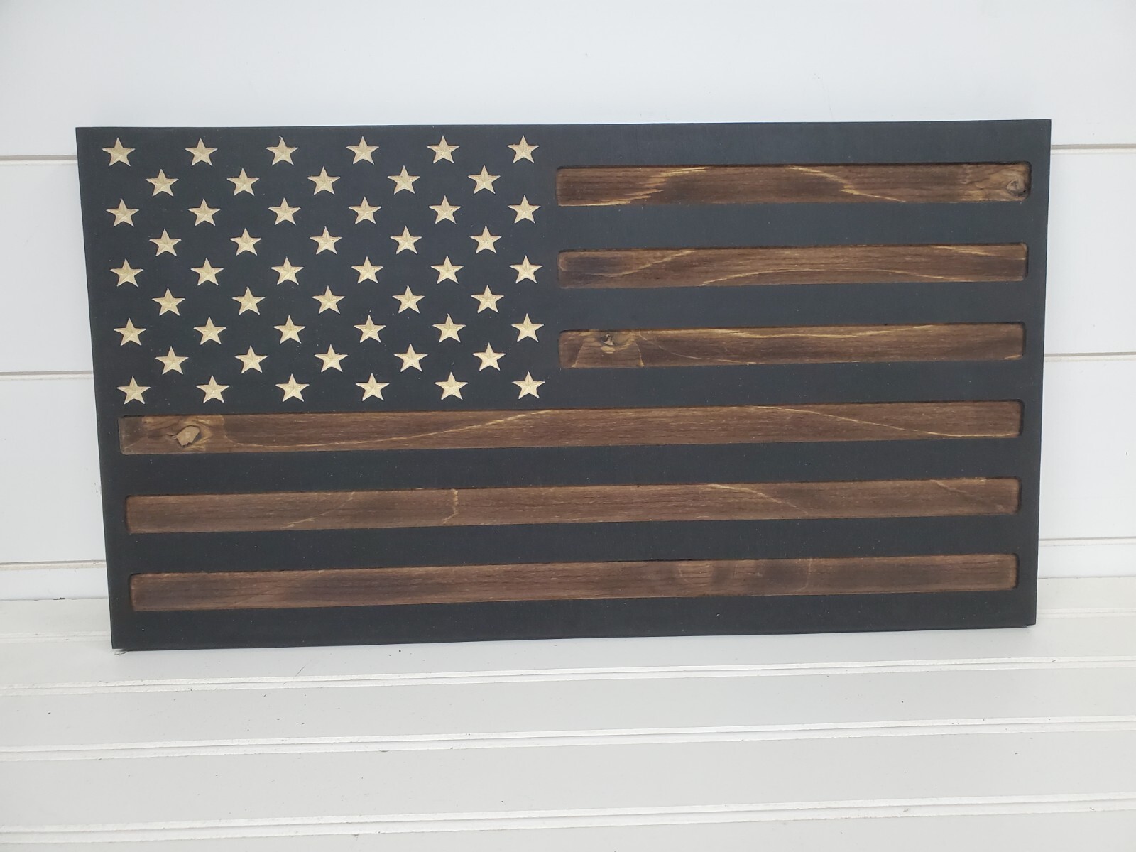 Dark Rustic | Hidden Gun Storage | Engraved American Concealment Flag | Safe