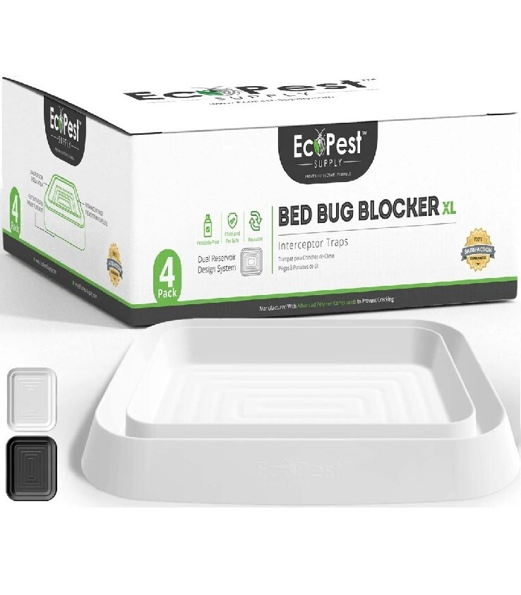Bed Bug Interceptors – 4 Pack | Bed Bug Blocker (XL) Interceptor Traps (White)