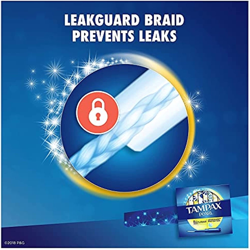 Tampax Pearl Plastic, Antigravity LeakGuard Braid, Regular Absorbency Unscented