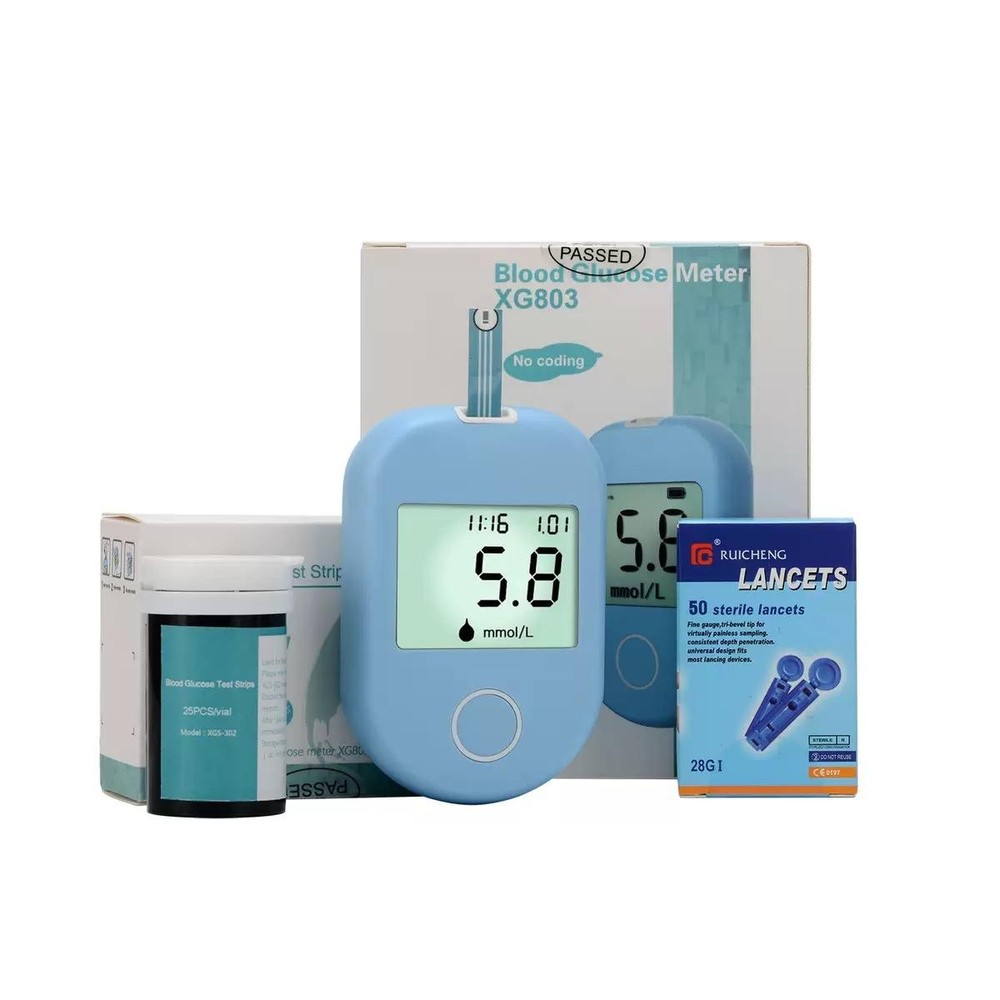 Home Automatic Blood Glucose Tester - No Code Portable Meter with Test Strips