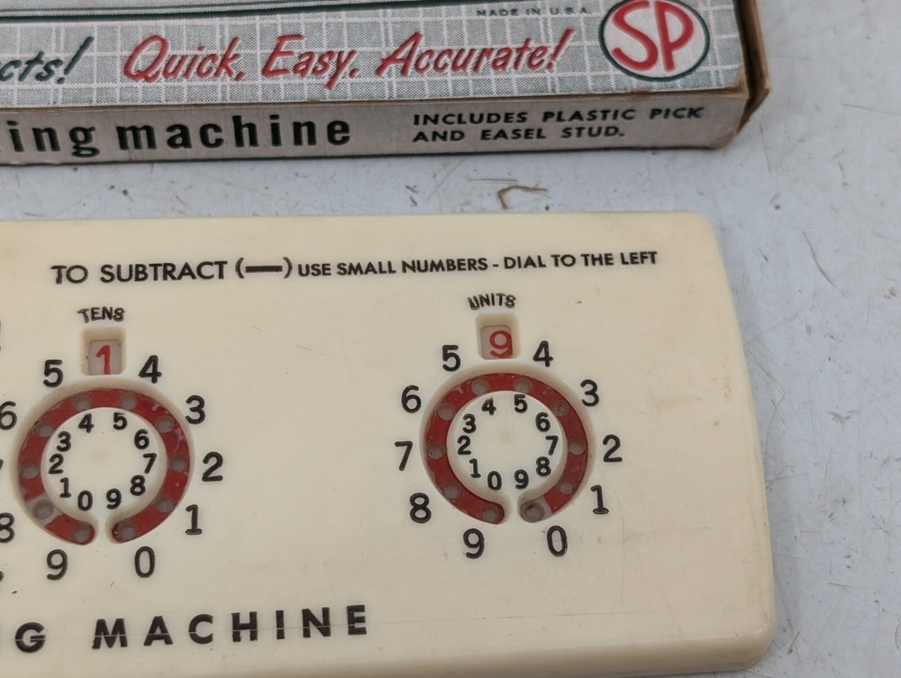Vintage STERLING Automatic Adding Machine Original Box Math Tool Add-it Car Gift