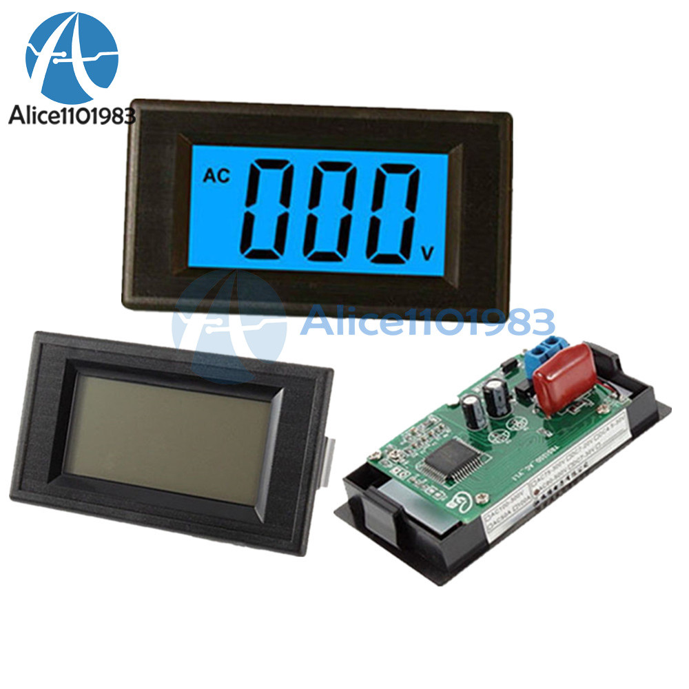 2/4-wire Digital Blue AC 0-500V Voltmeter Panel LCD Alternating Voltage Meter