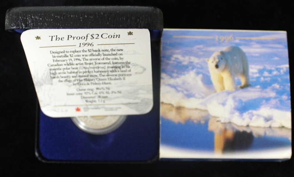 1996 CANADA $2 PROOF POLAR BEAR