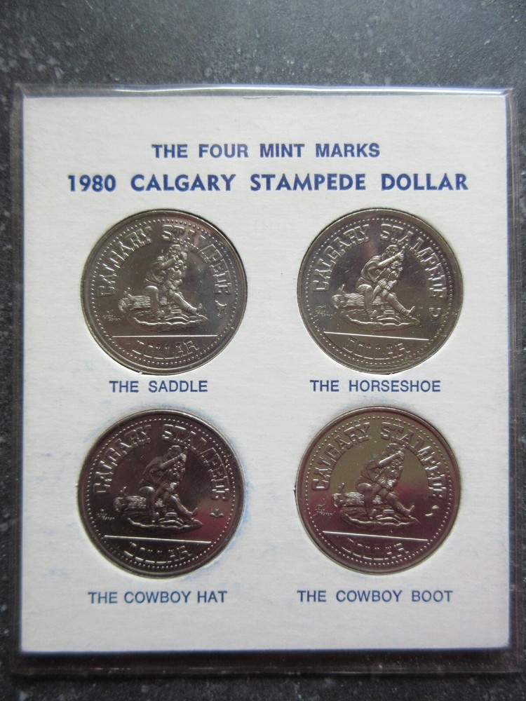 1980 Calgary Stampede Four Mint Mark Dollar Set