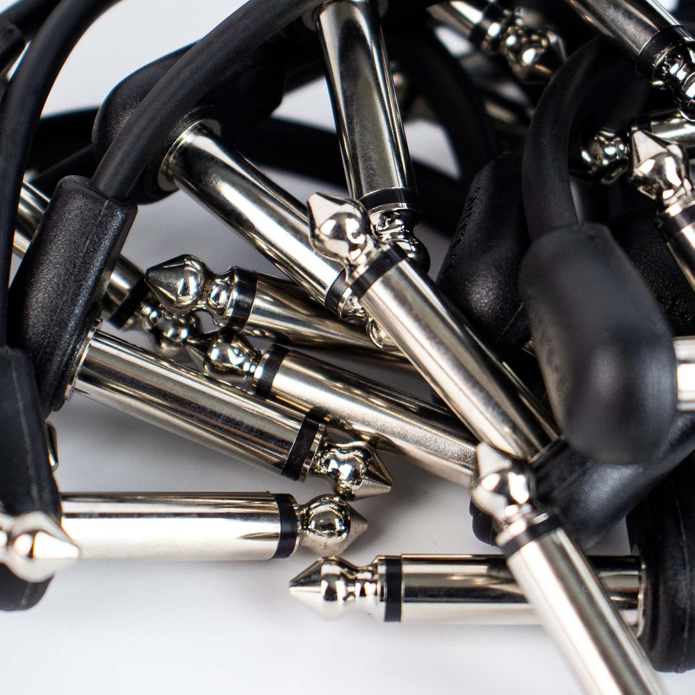 15 Pack Guitar Patch Cable 6" Lenth 1/4" Right Angle TS Instrument Patch Cable