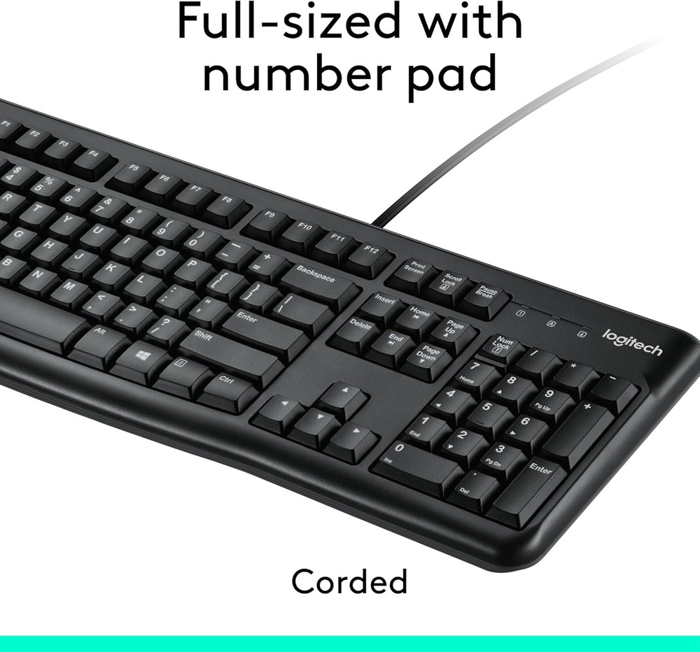 Logitech MK120 Wired Keyboard Mouse Combo USB Full Size QWERTY Black PC