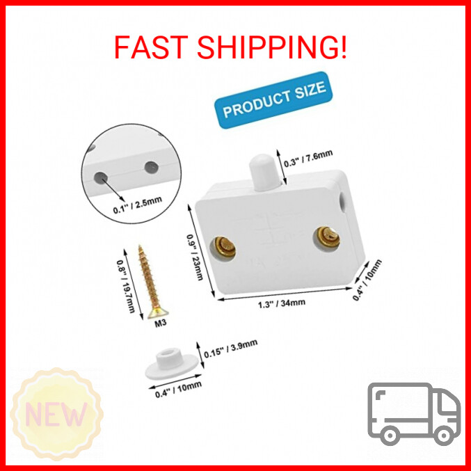 4Pcs Cabinet Lamp Switch, White Closet Light Switch Automatic Door Switch Wardro