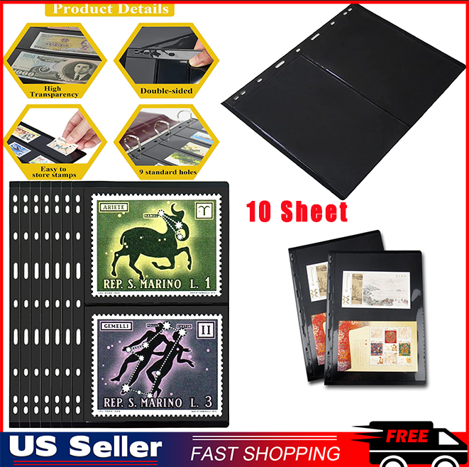 Stamp Pages for Album Binder 10 Sheet 7 Rows Pages for Stamp Collectors