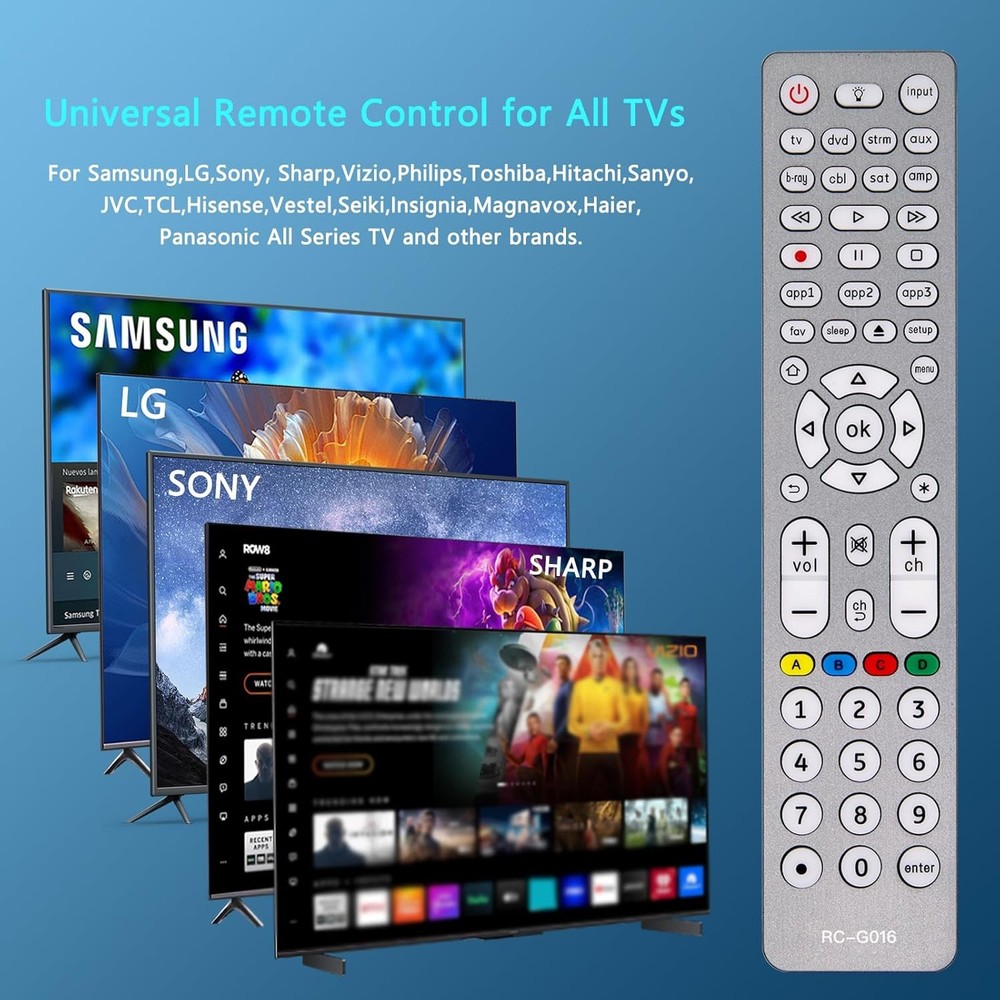 Backlit Universal Remote Control, TV 8IN1