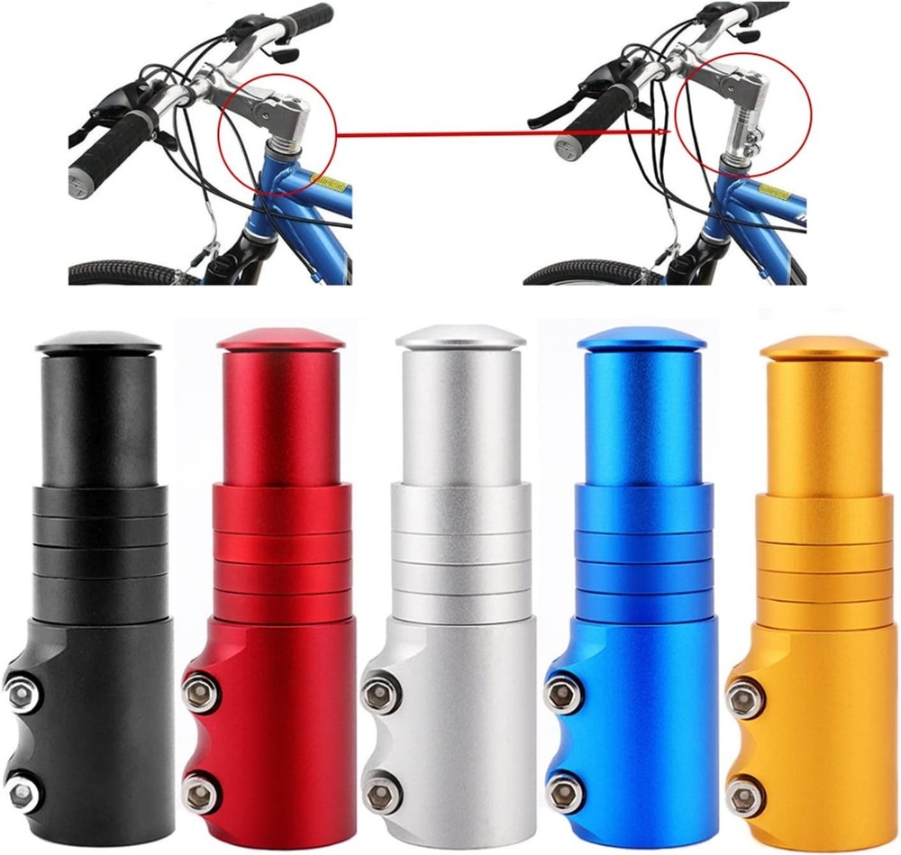 Adjustable Bicycle Fork Stem Raiser for Universal Fit - Blue Anodized Finish