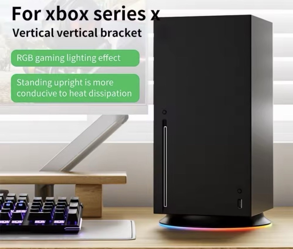 New Vertical Bracket Bottom Base Airflow For Xbox Series X  RGB Lights USB