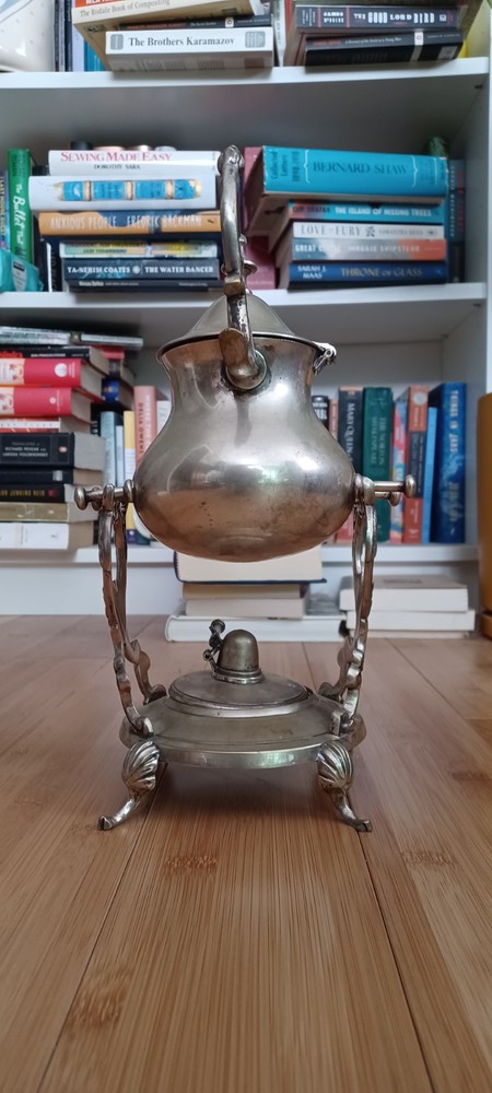 Vintage Silver Plate Teapot on Tilting Stand with Burner
