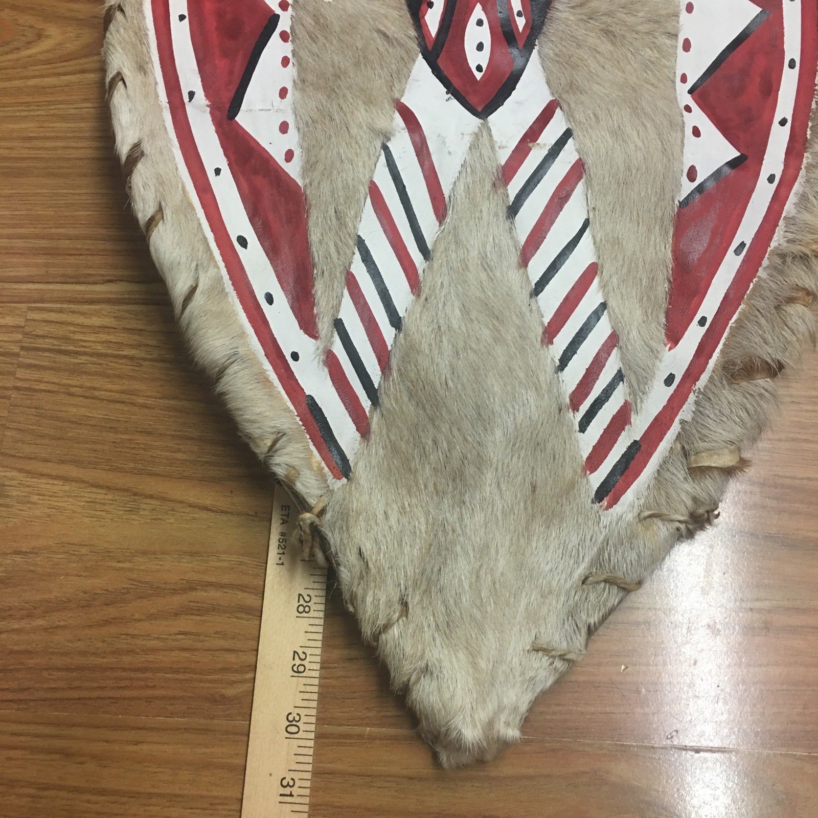 African Maasai Cowhide Shield And Knife Tribal Kenya Ethnic Painted Masai 30x16”