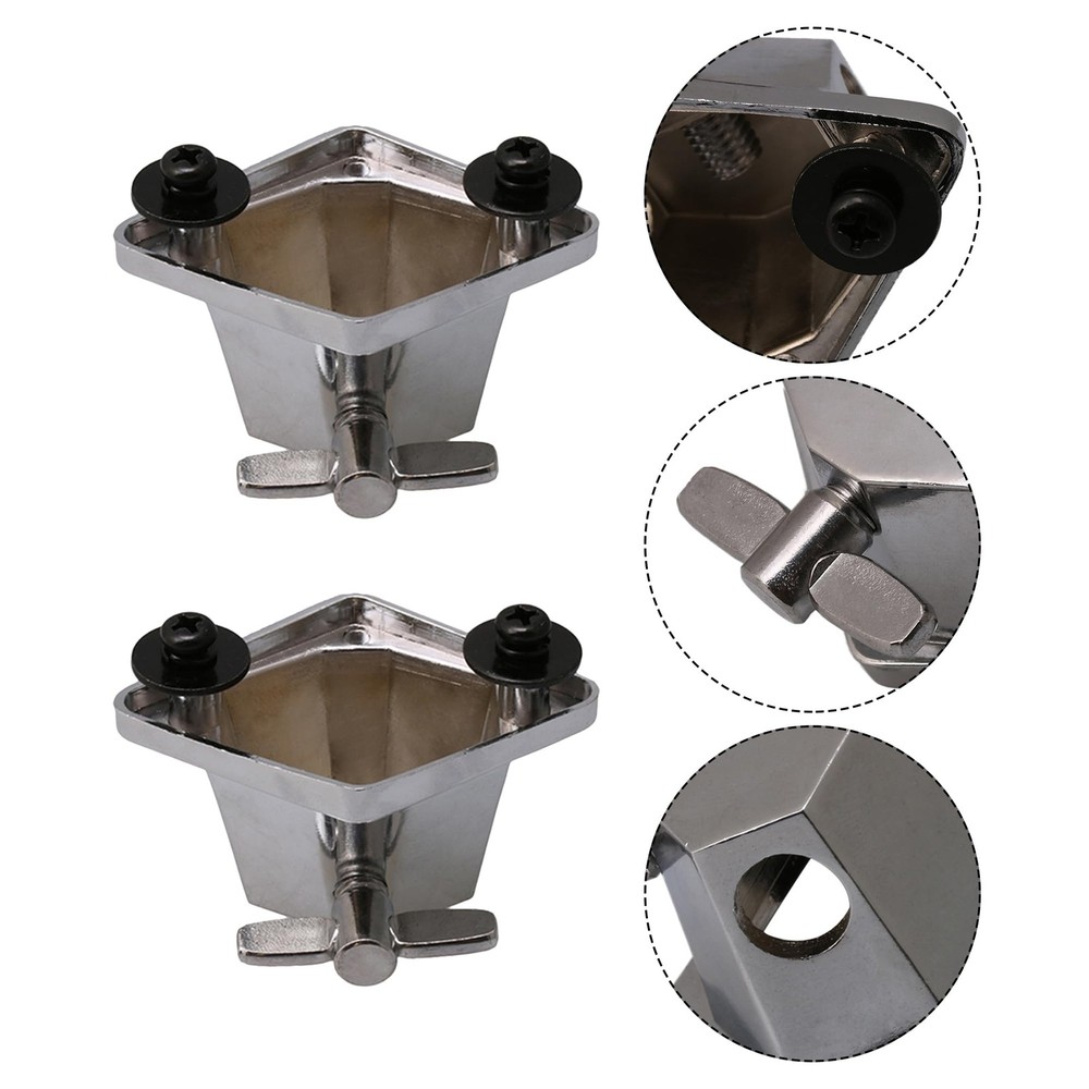 2 PCS Silver Floor Tom Drum Leg Bracket Mount Replacement Hardware Set