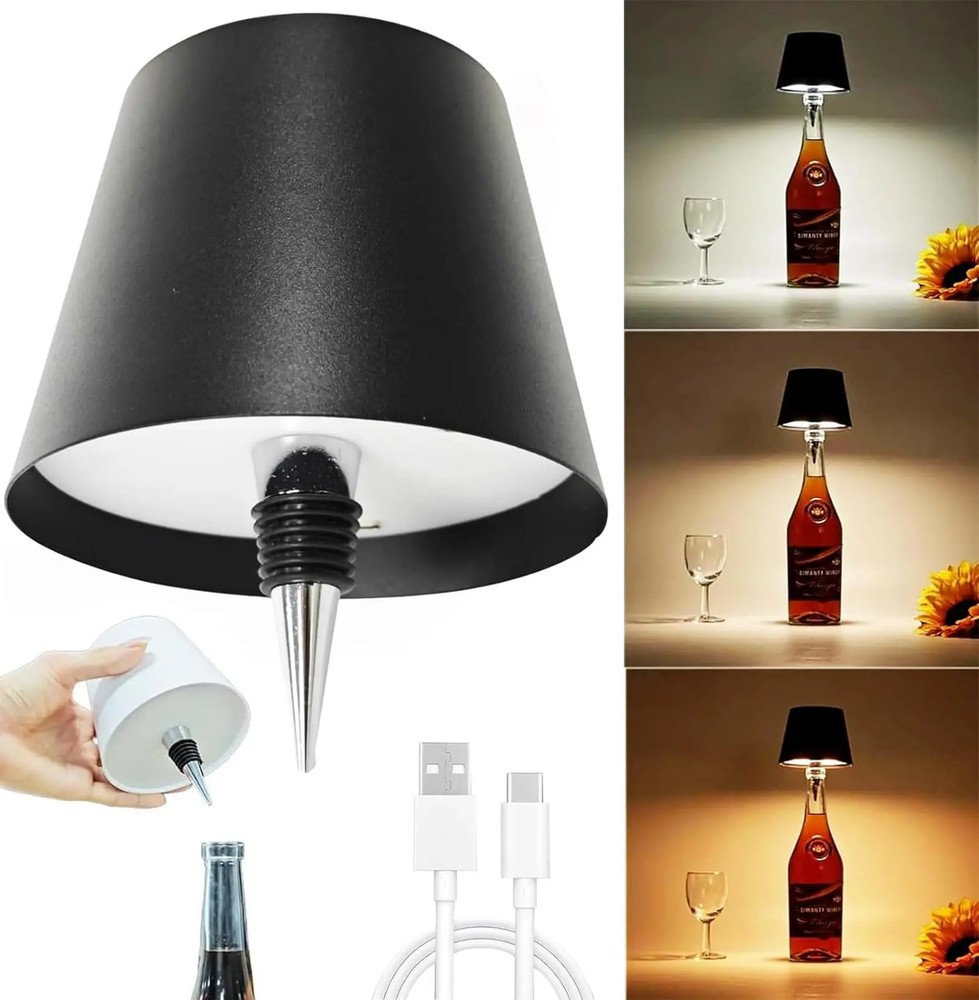 Wireless Wine Bottle Lamp Touch Control LED Table Light Type-C Rechargeable