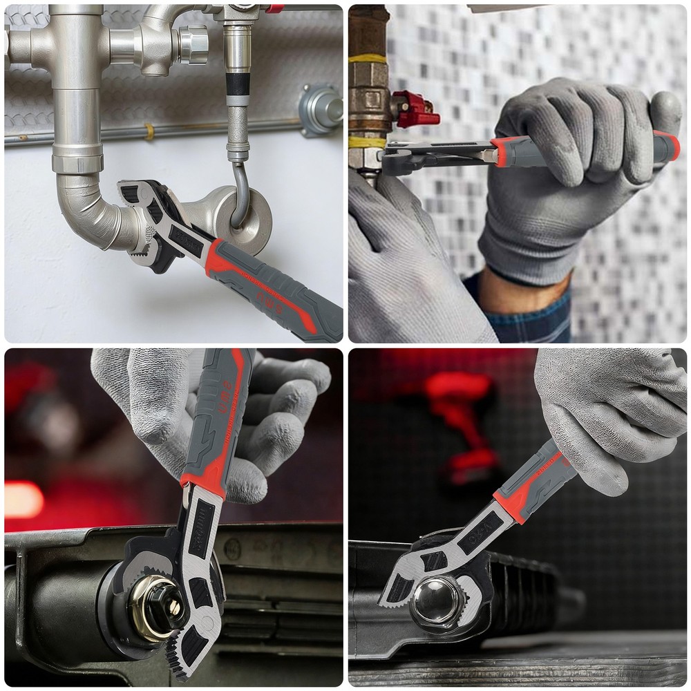 2pcs 6" & 10" Multi-function Magic Wrench Set Self-Adjusting Spanner Pipe Wrench