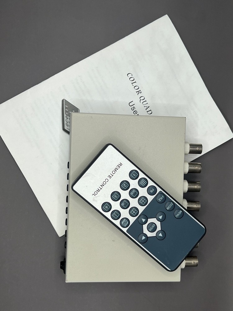 4CH Color QUAD System Video Splitter CCTV DVR Camera Processor w/ Remote Control