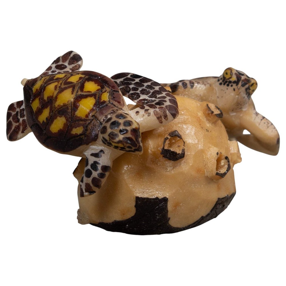 Double Sea Turtle Tagua Carving