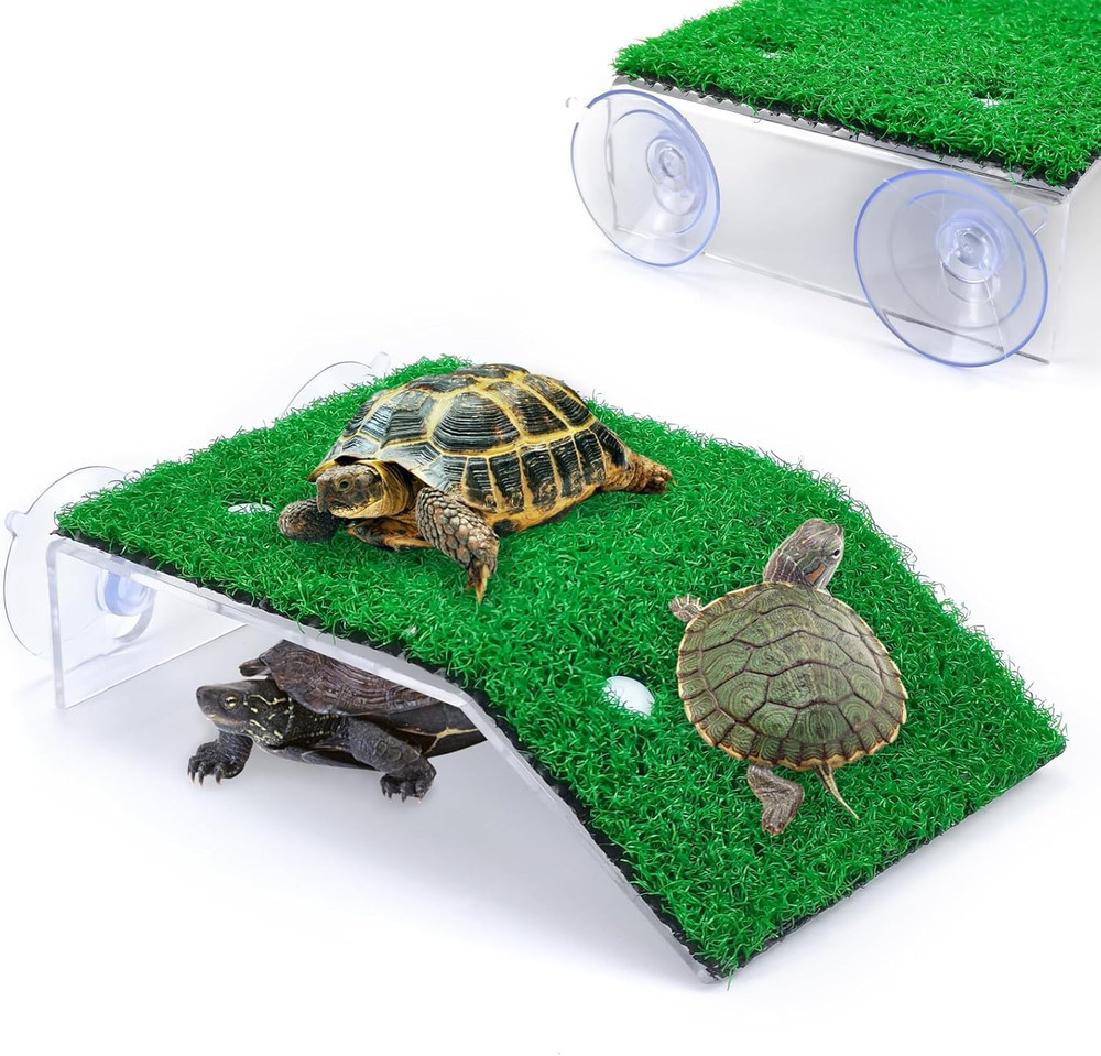 Keedolla Turtle Resting Basking Platform Simulation Grass Turtle Ramp, Lawn Tort
