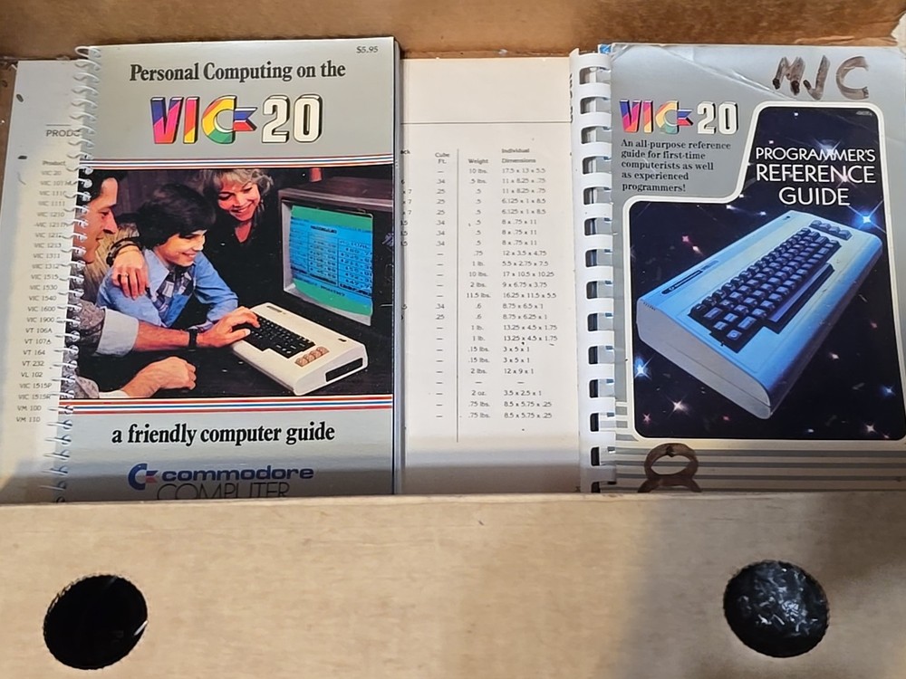 Commodore VIC-20 Computer W Original Box Manual Cables Schematic - Not Tested