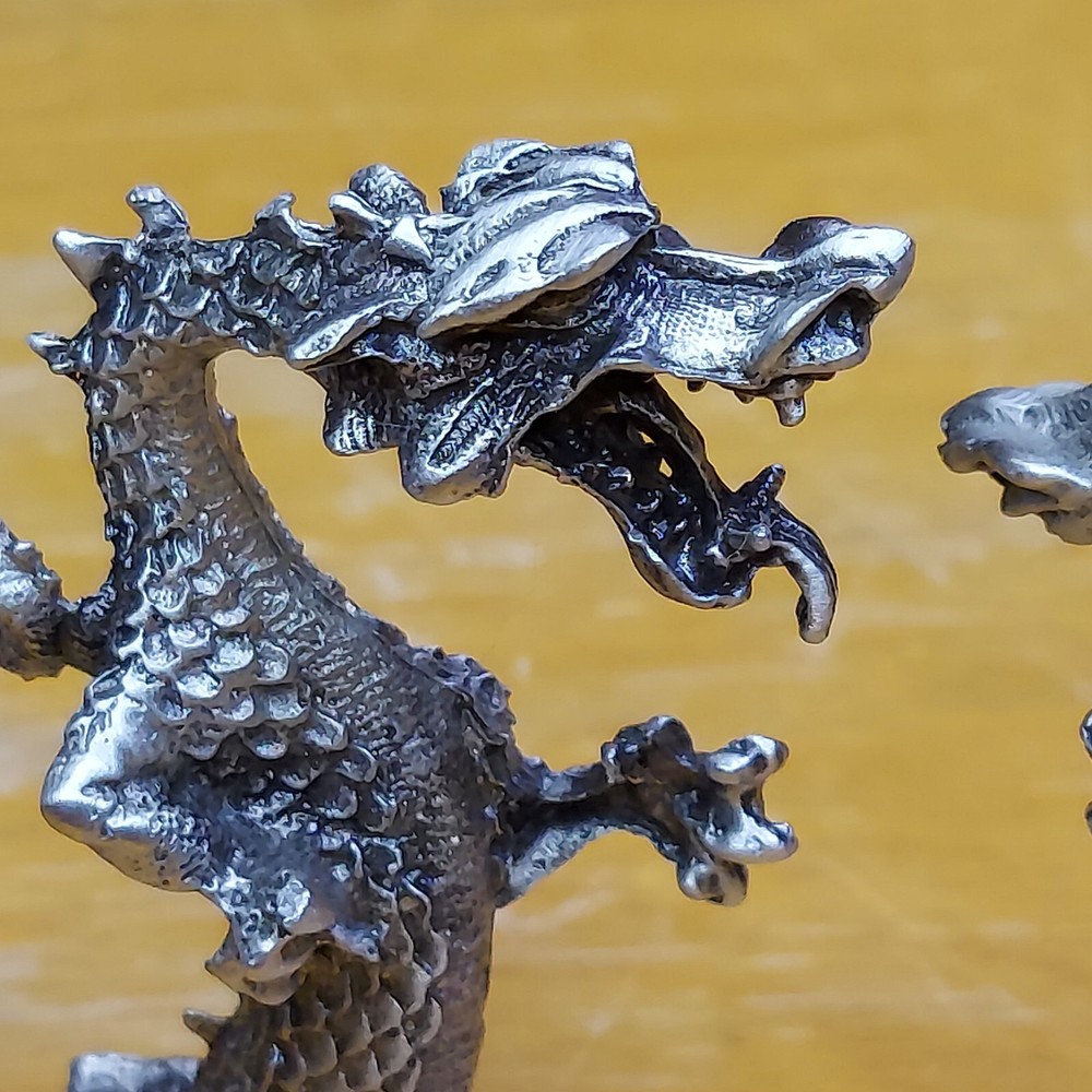 2 Metal Dragon Figures Unmarked