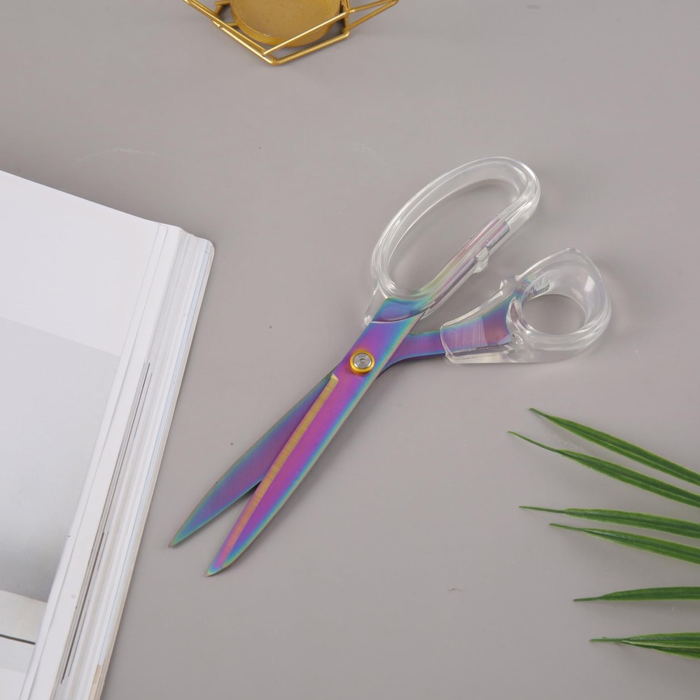Acrylic Rainbow Scissors, 9” Ultra-Sharp Titanium Coated Blades and Sharp