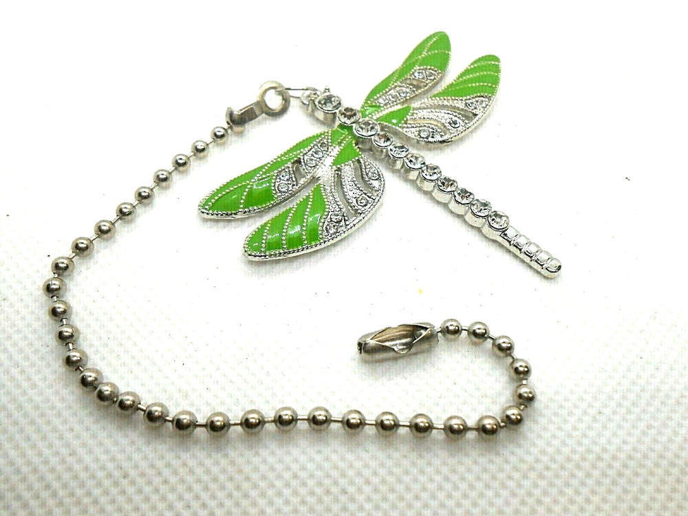 Lime Green Rhinestone Dragonfly Ceiling Fan Pull or Light Pull