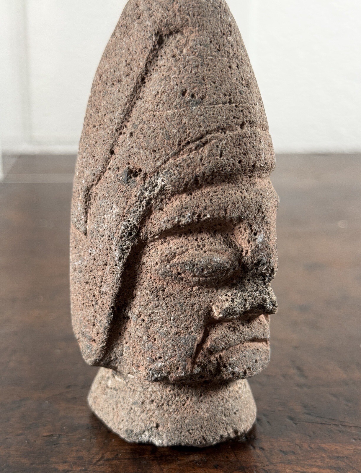 Antique Pre-Columbian Huastec Carved Stone Trophy Head Veracruz Effigy Figure