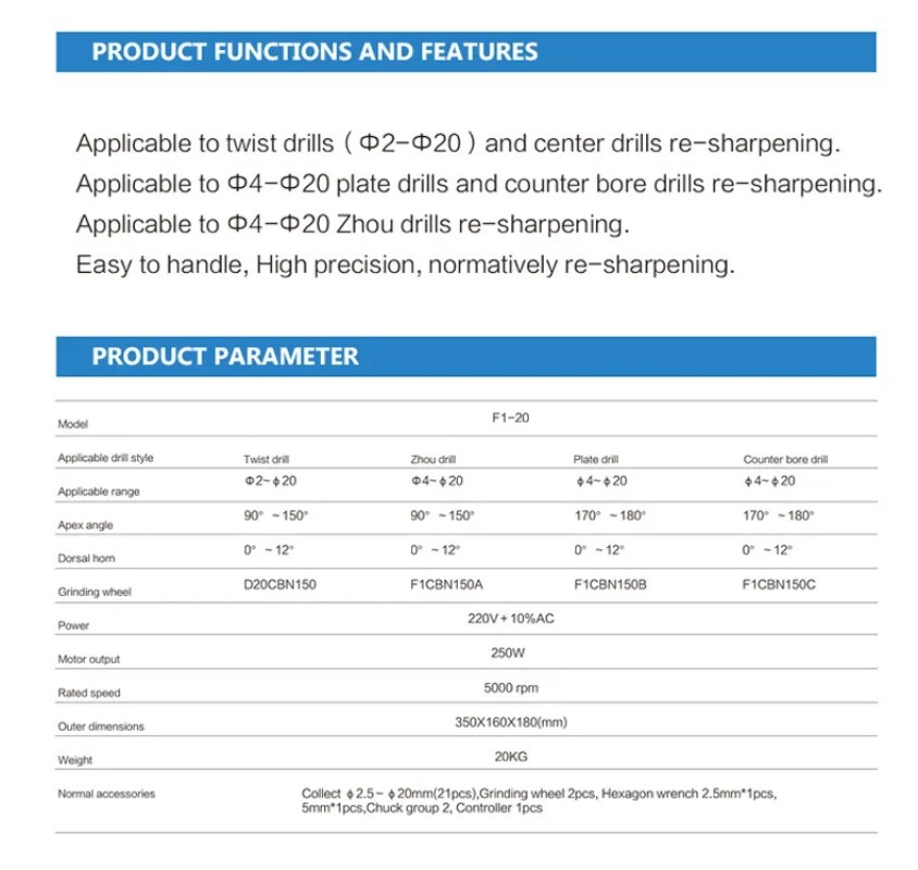 Drill Bit Grinding Machine Five Unity Drill Re-Sharpener Thin Plate Sharpener